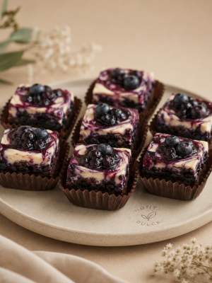 Mini brownies cheesecake arándanos
