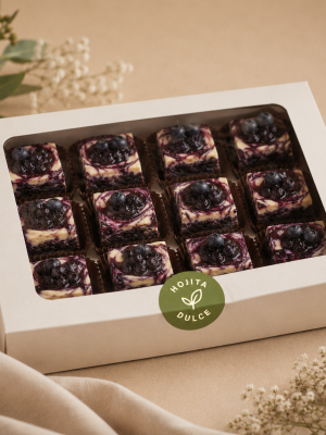mini brownie cheesecake arandanos caja
