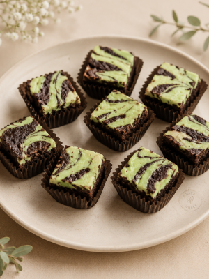 Mini brownies cheesecake menta