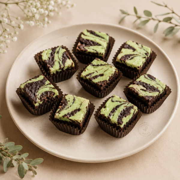 Mini brownies cheesecake menta