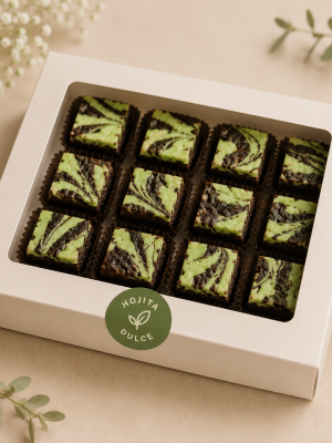 mini brownies cheesecake menta caja