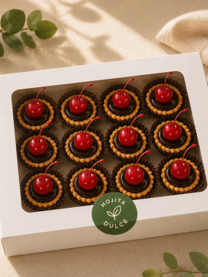 tartaleta de fudge con cereza caja